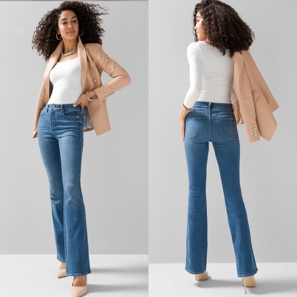 White House Black Market Denim - WHBM • High-Rise Everyday Soft Denim Skinny Flare Blue Jeans